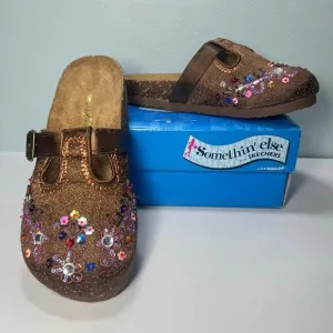 Vintage Y2K Skechers Size 5.5 Beaded Embroidered Satin Clog Slide Shoe Comfort