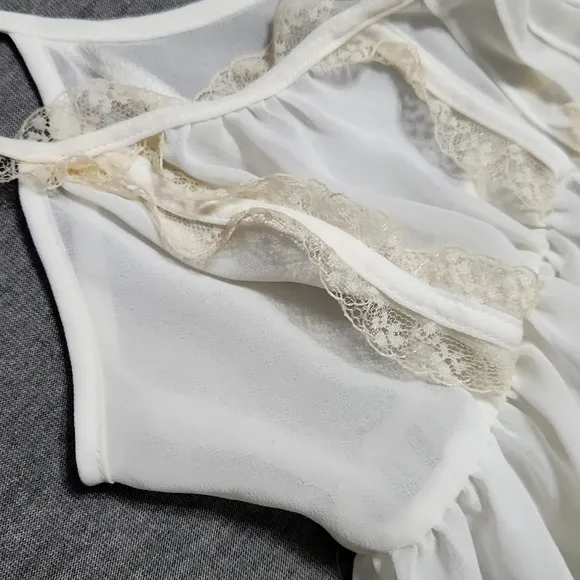 Vintage Y2K Victoria's Secret Lacey White &amp; Cream Lingerie Chemise Slip Tank Top