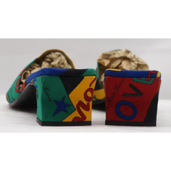 Vintage Yves Saint Laurent Cloth mules from the 1970 Love collection Size 7.5M