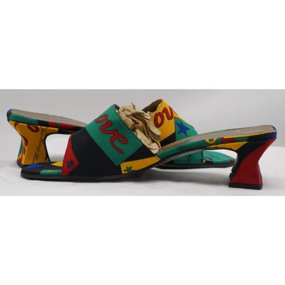 Vintage Yves Saint Laurent Cloth mules from the 1970 Love collection Size 7.5M