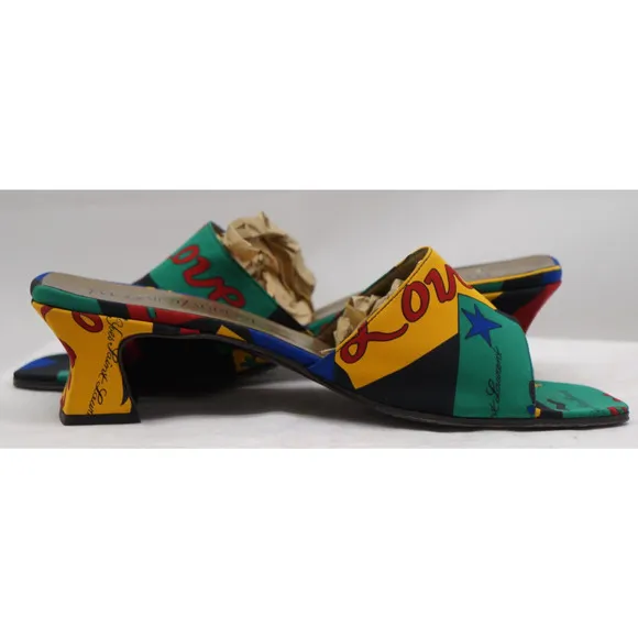 Vintage Yves Saint Laurent Cloth mules from the 1970 Love collection Size 7.5M