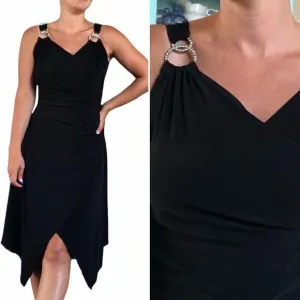 Vintage 90s Black Asymmetrical Dress Cocktail 1990