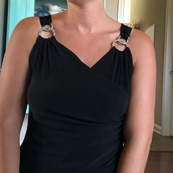 Vintage 90s Black Asymmetrical Dress Cocktail 1990