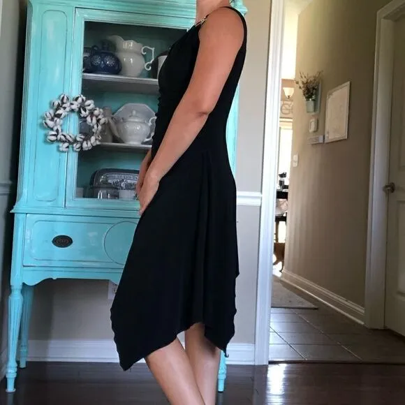 Vintage 90s Black Asymmetrical Dress Cocktail 1990