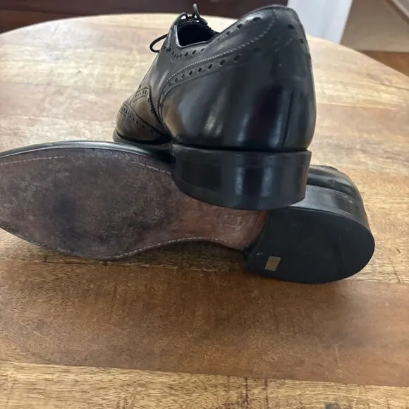 Vintage Johnston &amp; Murphy Aristocrat punched wingtip lace oxfords 11 C narrow