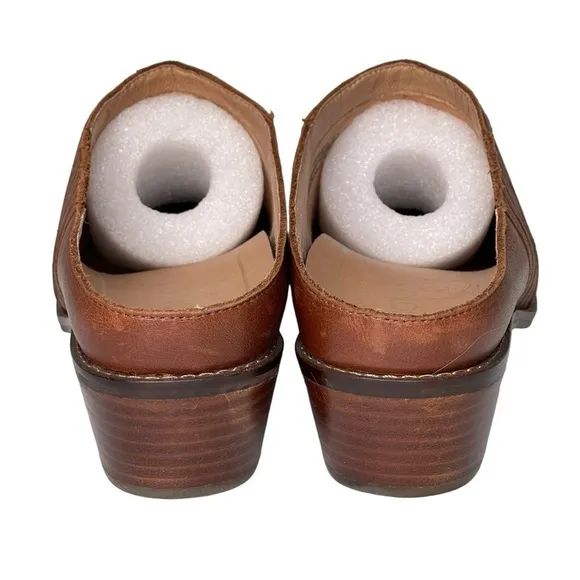 Vionic Clogs Mules Womens 8.5 Joy Nellie Leather Slip On Brown Casual Comfort