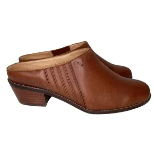 Vionic Clogs Mules Womens 8.5 Joy Nellie Leather Slip On Brown Casual Comfort
