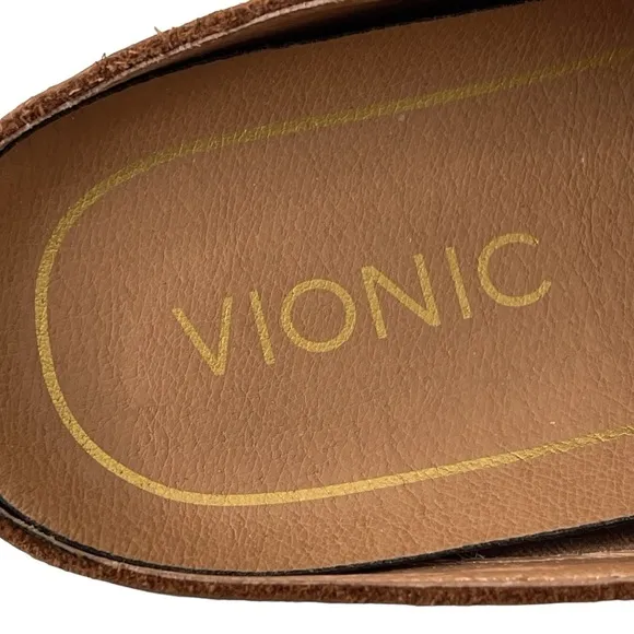 Vionic Clogs Mules Womens 8.5 Joy Nellie Leather Slip On Brown Casual Comfort
