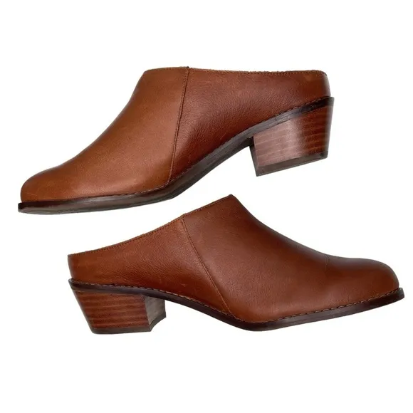 Vionic Clogs Mules Womens 8.5 Joy Nellie Leather Slip On Brown Casual Comfort