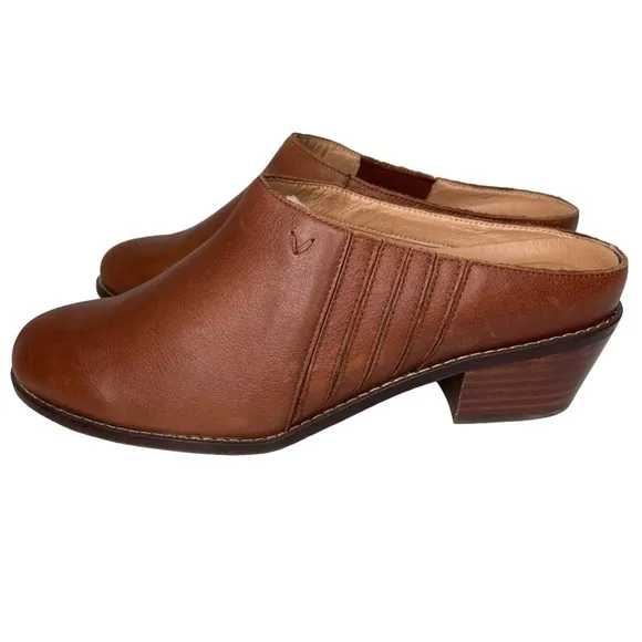Vionic Clogs Mules Womens 8.5 Joy Nellie Leather Slip On Brown Casual Comfort