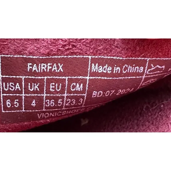 Vionic Fairfax Mule Womens 6.5 Syrah Burgundy Leather Shoe New