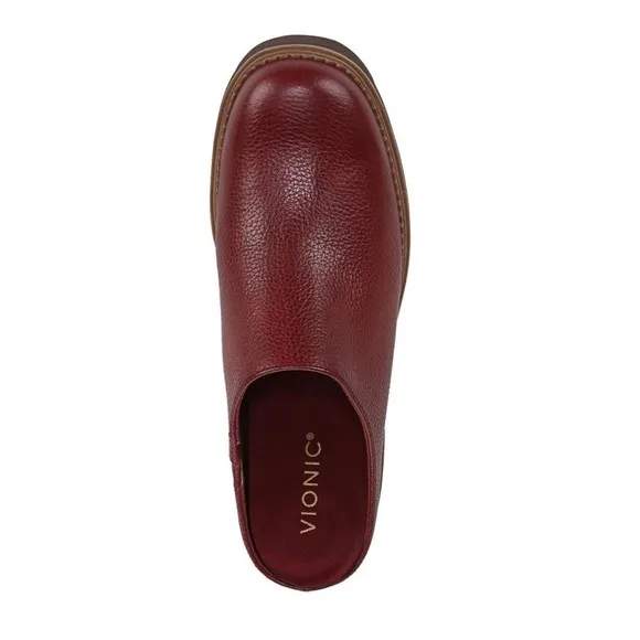 Vionic Fairfax Mule Womens 6.5 Syrah Burgundy Leather Shoe New