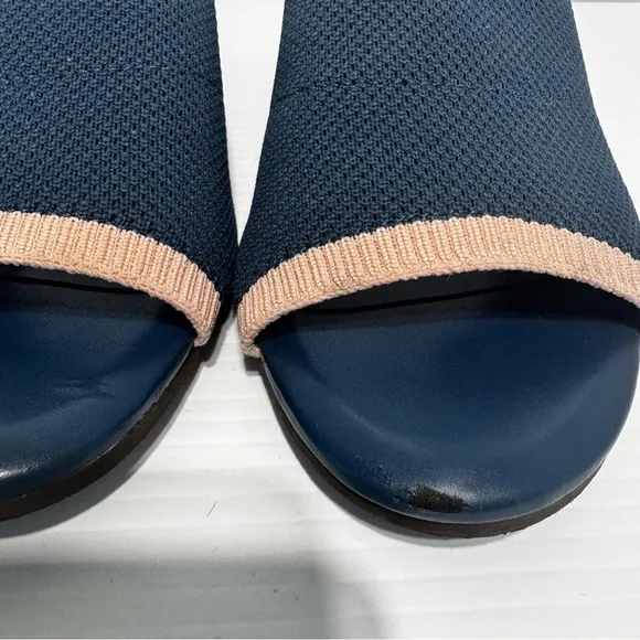 Vionic Fleur Navy Pink Knit Heeled Mules Size 9.5