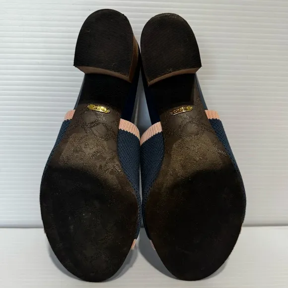 Vionic Fleur Navy Pink Knit Heeled Mules Size 9.5
