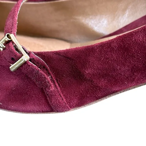 Vionic Minnie Burgundy Suede Kitten Heels Pointed Toe Strap Pumps size 11