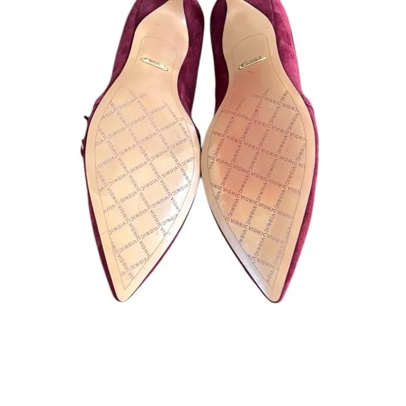 Vionic Minnie Burgundy Suede Kitten Heels Pointed Toe Strap Pumps size 11