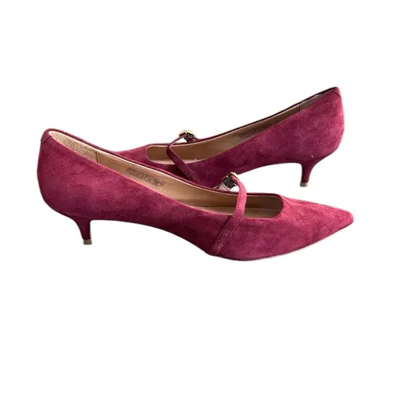Vionic Minnie Burgundy Suede Kitten Heels Pointed Toe Strap Pumps size 11