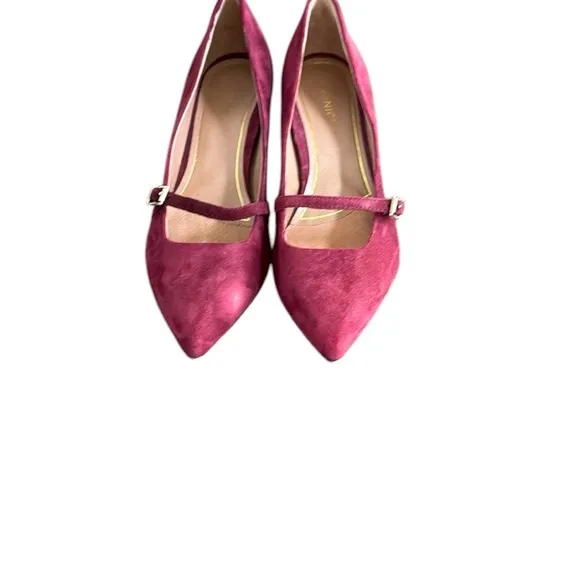 Vionic Minnie Burgundy Suede Kitten Heels Pointed Toe Strap Pumps size 11