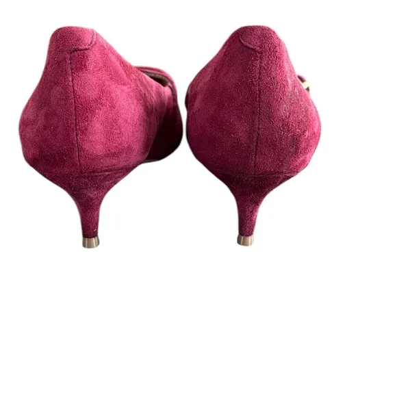 Vionic Minnie Burgundy Suede Kitten Heels Pointed Toe Strap Pumps size 11