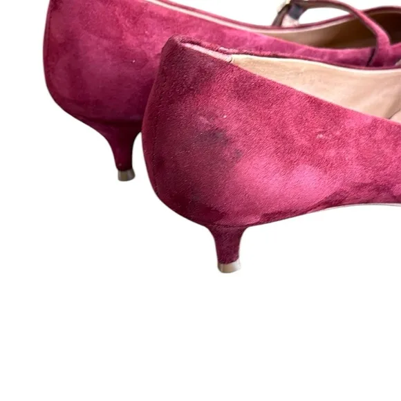Vionic Minnie Burgundy Suede Kitten Heels Pointed Toe Strap Pumps size 11