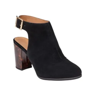 Vionic Perk Lacey Tortoise and Black Suede Slingback Block Heel Bootie 9