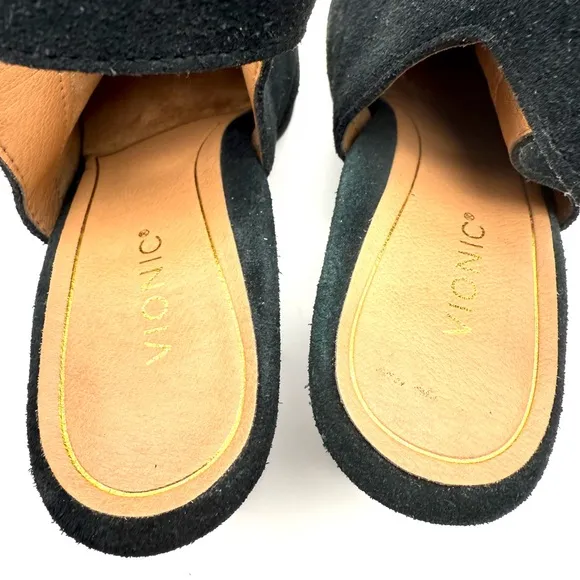 Vionic Perk Lacey Tortoise and Black Suede Slingback Block Heel Bootie 9