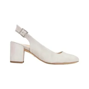 Vionic Plaza Nareen Slingback Block Heels in Light Gray Suede