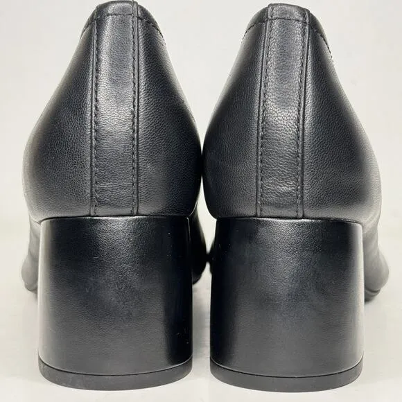 Vionic Shoes Womens Size 9.5 Black Leather Carmel Block Heel Slip On Pumps NWOT