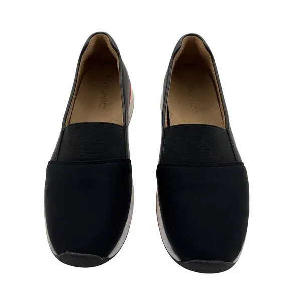 Vionic Womens 9 Slip On Shoes Black Arch Support Cushioned Insole Comfortable