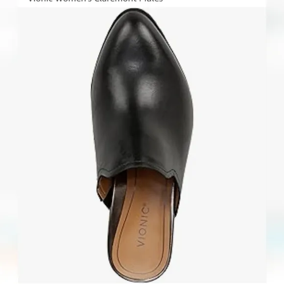 Vionic Womens Claremont Leather Slip-On Mules Black NIB