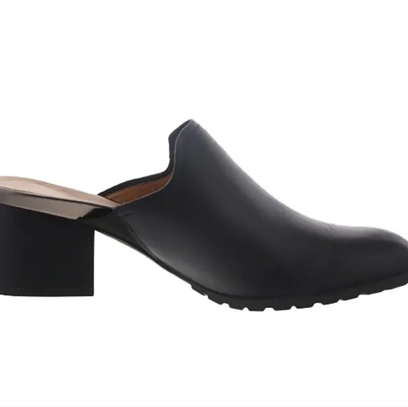 Vionic Womens Claremont Leather Slip-On Mules Black NIB