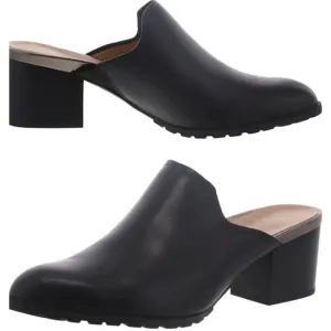 Vionic Womens Claremont Leather Slip-On Mules Black NIB