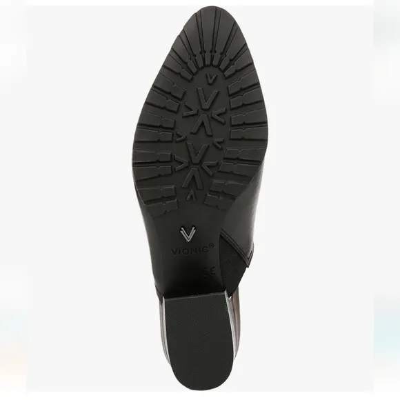 Vionic Womens Claremont Leather Slip-On Mules Black NIB