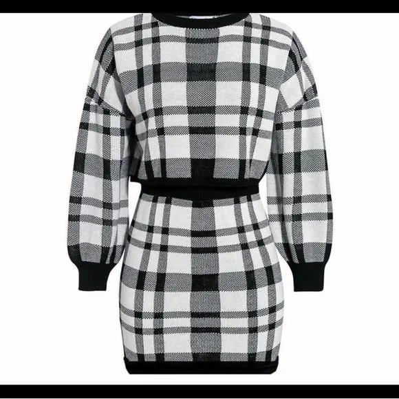 ✨VIRAL TIKTOK WINTER MUST HAVE✨Plaid Crop Top knit Sweater mini skirt Set