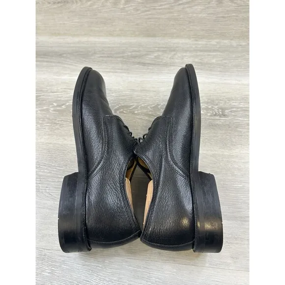 Vito Rufolo Men's Oxford  Black Italian Leather Plain Toe Derby Shoes Size 9.5M