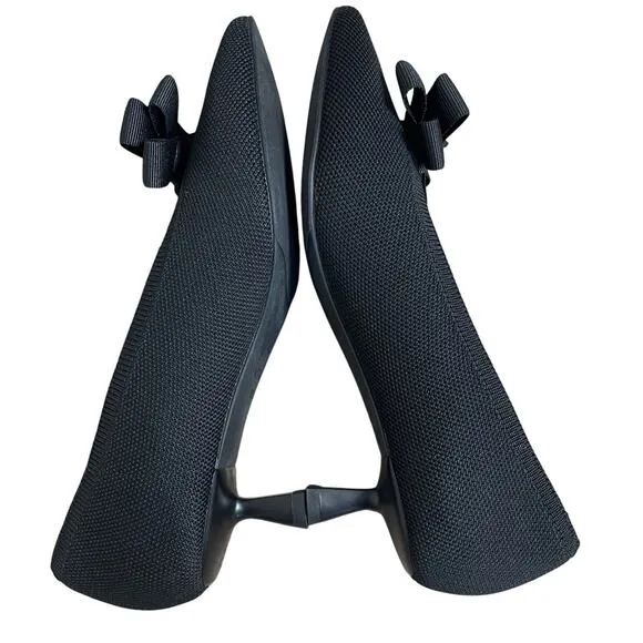 VIVAIA BLACK  POINTED - TOE KITTEN HEELS  REMOVABLE BOW SIZE 37.5