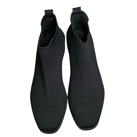 Vivaia Ryan Square Toe Chelsea Ankle Boots Womens 9 Black Stretch Knit Slip On