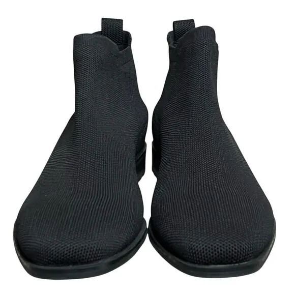 Vivaia Ryan Square Toe Chelsea Ankle Boots Womens 9 Black Stretch Knit Slip On