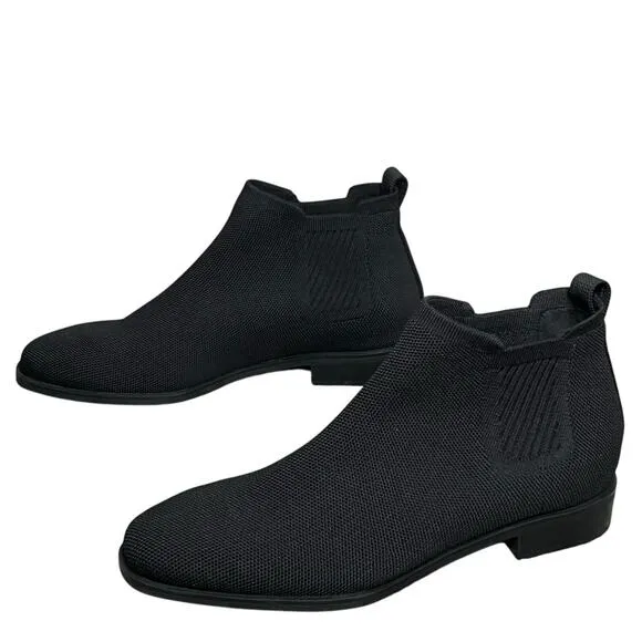 Vivaia Ryan Square Toe Chelsea Ankle Boots Womens 9 Black Stretch Knit Slip On