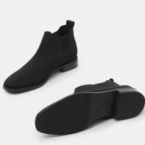 Vivaia Ryan Square Toe Chelsea Ankle Boots Womens 9 Black Stretch Knit Slip On