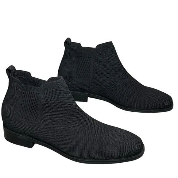 Vivaia Ryan Square Toe Chelsea Ankle Boots Womens 9 Black Stretch Knit Slip On
