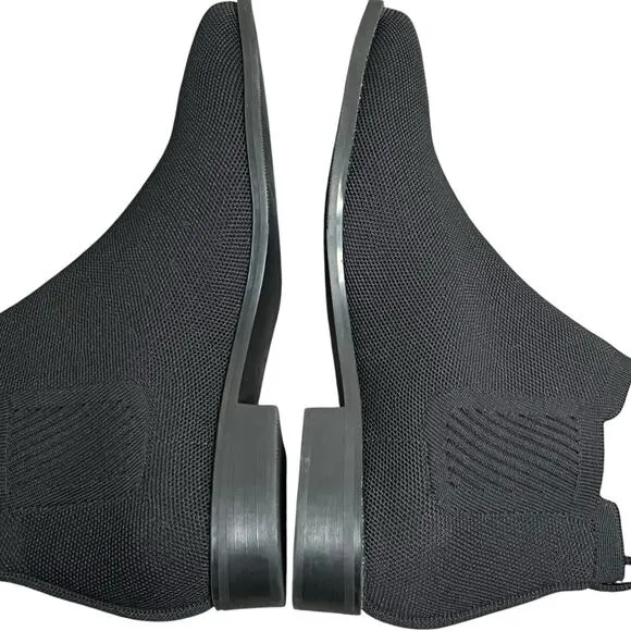 Vivaia Ryan Square Toe Chelsea Ankle Boots Womens 9 Black Stretch Knit Slip On