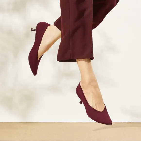 VIVAIA - women’s Stella pointed toe Everyday kitten Heels Bordeaux Red 7 - 7.5