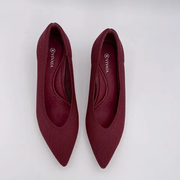 VIVAIA - women’s Stella pointed toe Everyday kitten Heels Bordeaux Red 7 - 7.5