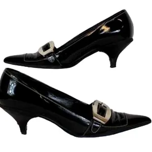 VNTG Prada Vernice Black Patent Leather Kitten Heels  IOB — SZ‎ US 6 / EU 36