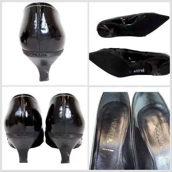 VNTG Prada Vernice Black Patent Leather Kitten Heels  IOB — SZ‎ US 6 / EU 36