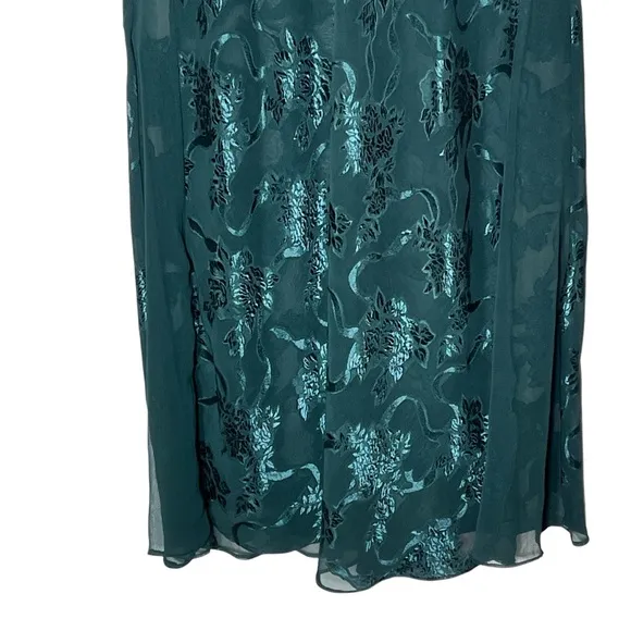 Vntg Victoria's Secret Gold Label Embossed Green Sheer Slip Dress Maxi Size P