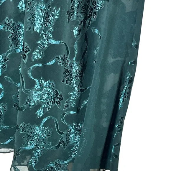Vntg Victoria's Secret Gold Label Embossed Green Sheer Slip Dress Maxi Size P
