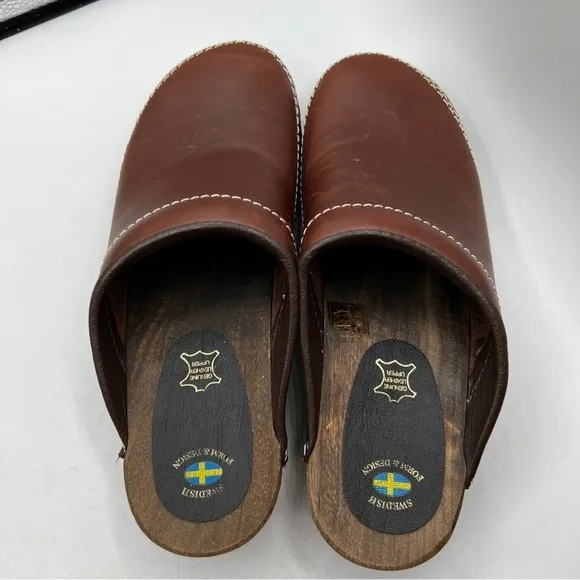 Vollsjo Women's Genuine Leather Wooden Clogs