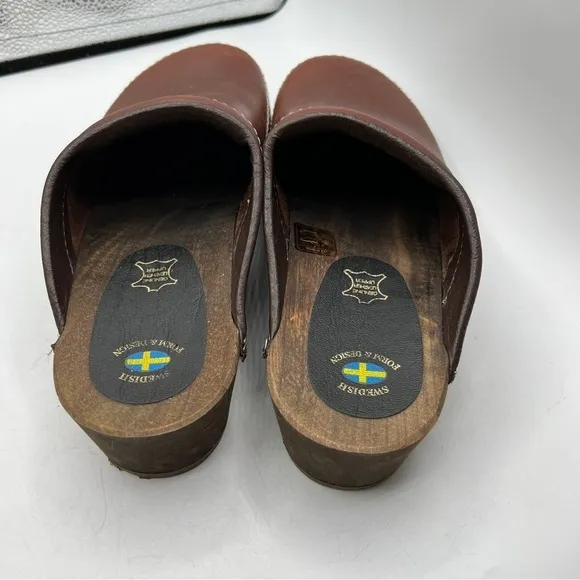 Vollsjo Women's Genuine Leather Wooden Clogs